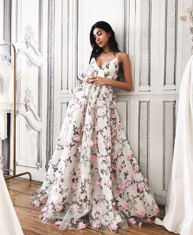 A Line V Neck Backless Pink Floral Lace Prom Dresses, Pink 3D Flower L jbydress A Line V Neck Backless Pink Floral Lace Prom Dresses, Pink 3D Flower L jbydress