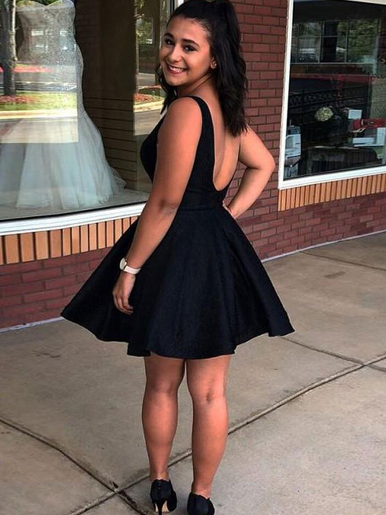 A Line V Neck Short Black Prom Dresses, V Neck Short Black Formal Home jbydress A Line V Neck Short Black Prom Dresses, V Neck Short Black Formal Home jbydress