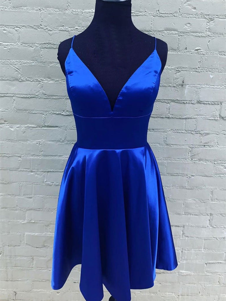 A Line V Neck Short Royal Blue Prom Dresses, Short Royal Blue Formal G jbydress A Line V Neck Short Royal Blue Prom Dresses, Short Royal Blue Formal G jbydress