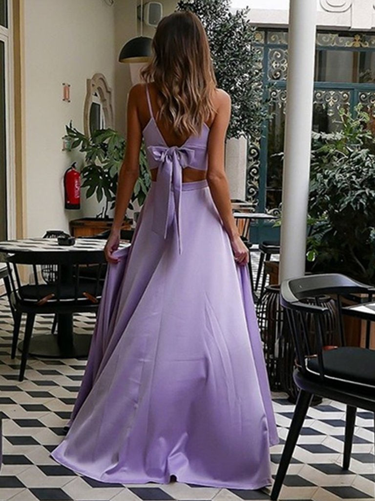 A Line V Neck Two Pieces Purple Prom Dresses, 2 Pieces Lavander Formal jbydress A Line V Neck Two Pieces Purple Prom Dresses, 2 Pieces Lavander Formal jbydress
