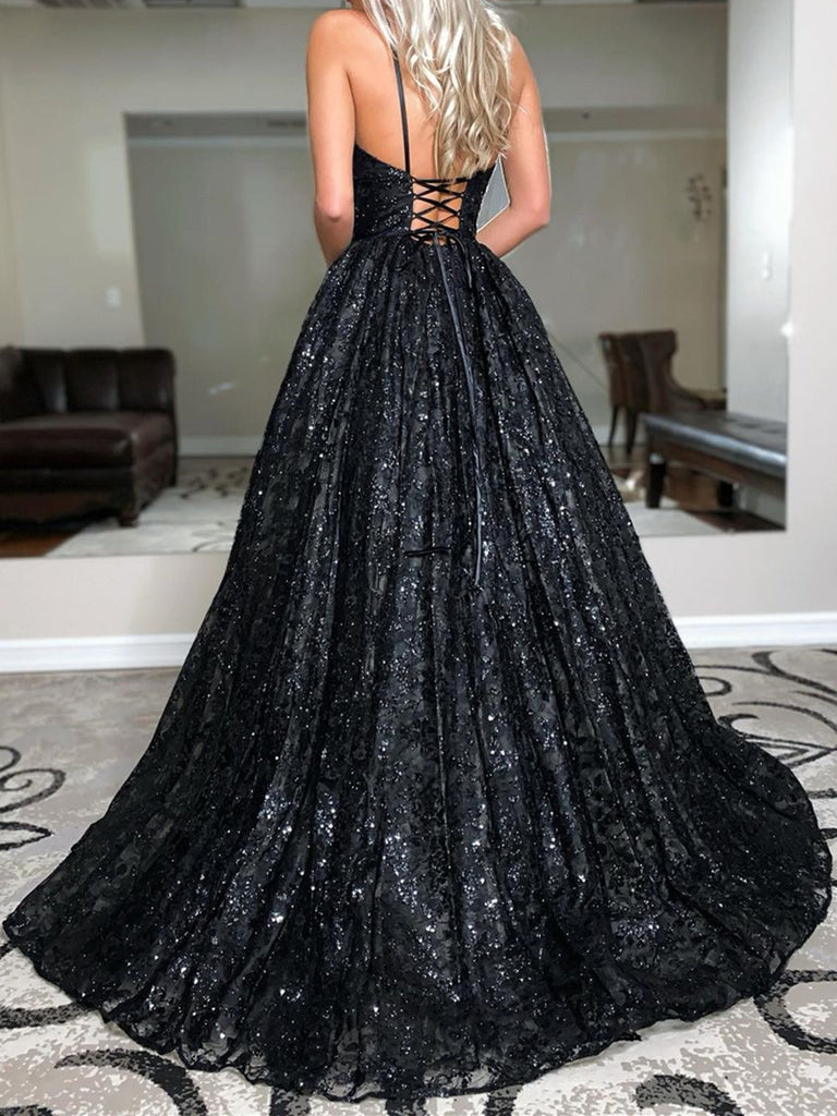 Backless Black V Neck Lace Prom Dresses, Open Back V Neck Black Lace F jbydress Backless Black V Neck Lace Prom Dresses, Open Back V Neck Black Lace F jbydress