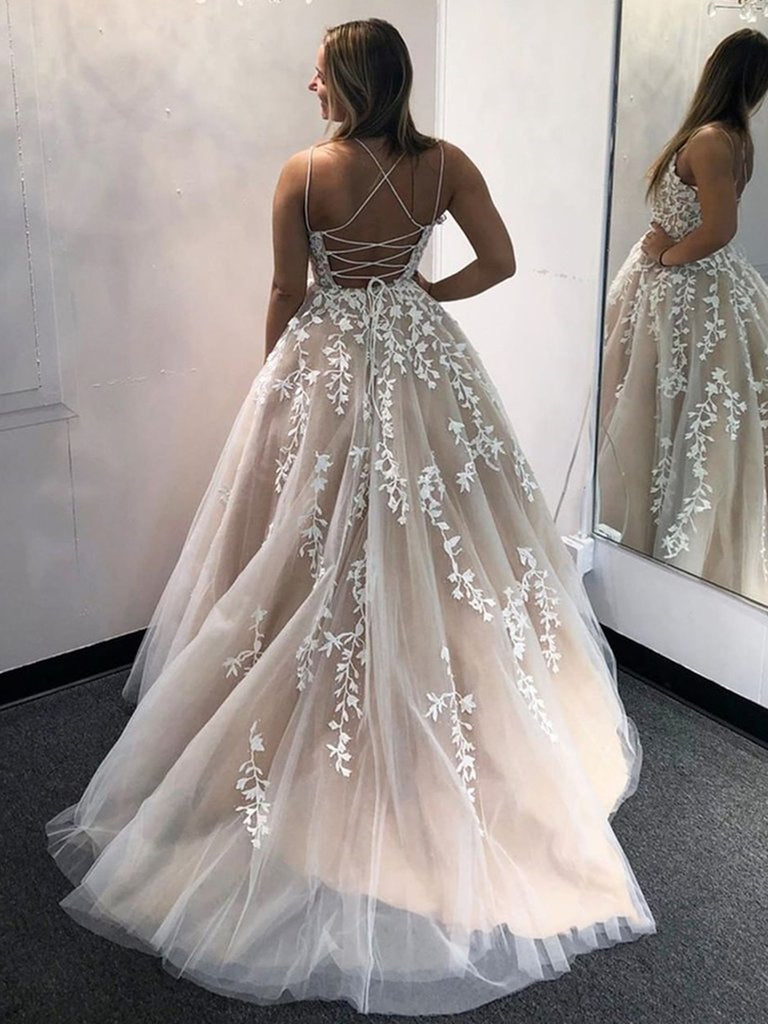 Backless Champagne Lace Wedding Dresses, Open Back Champagne Lace Form jbydress Backless Champagne Lace Wedding Dresses, Open Back Champagne Lace Form jbydress