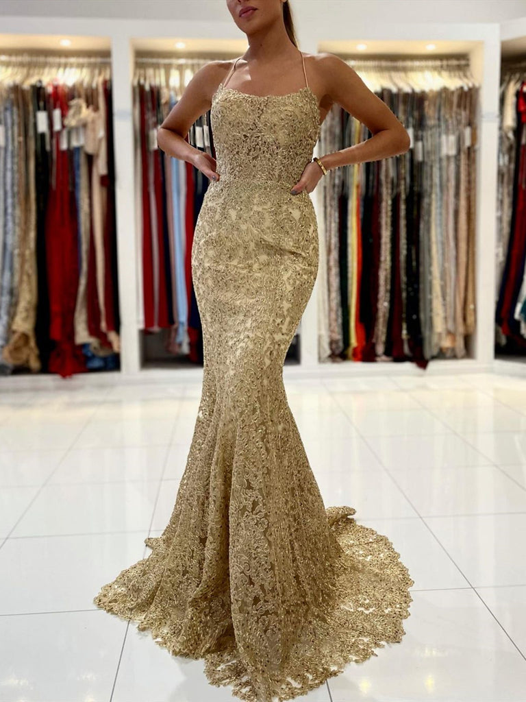 Backless Gold Mermaid Lace Prom Dresses, Open Back Golden Mermaid Lace jbydress Backless Gold Mermaid Lace Prom Dresses, Open Back Golden Mermaid Lace jbydress