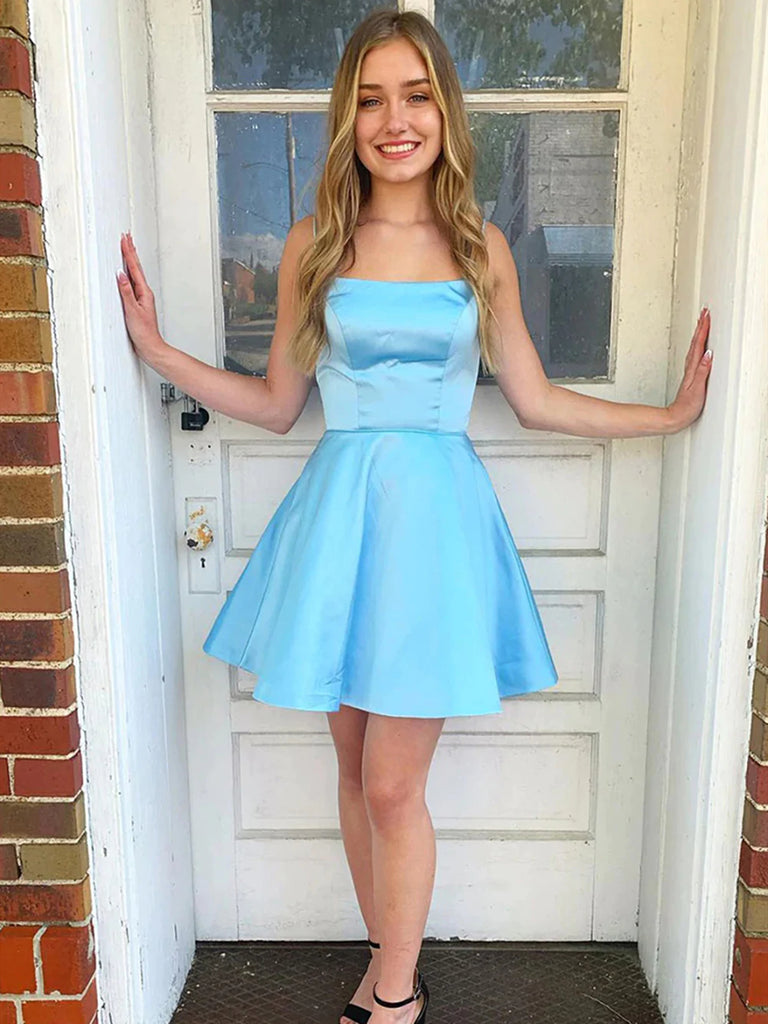 Backless Short Blue Prom Dresses, Open Back Short Blue Formal Homecomi jbydress Backless Short Blue Prom Dresses, Open Back Short Blue Formal Homecomi jbydress