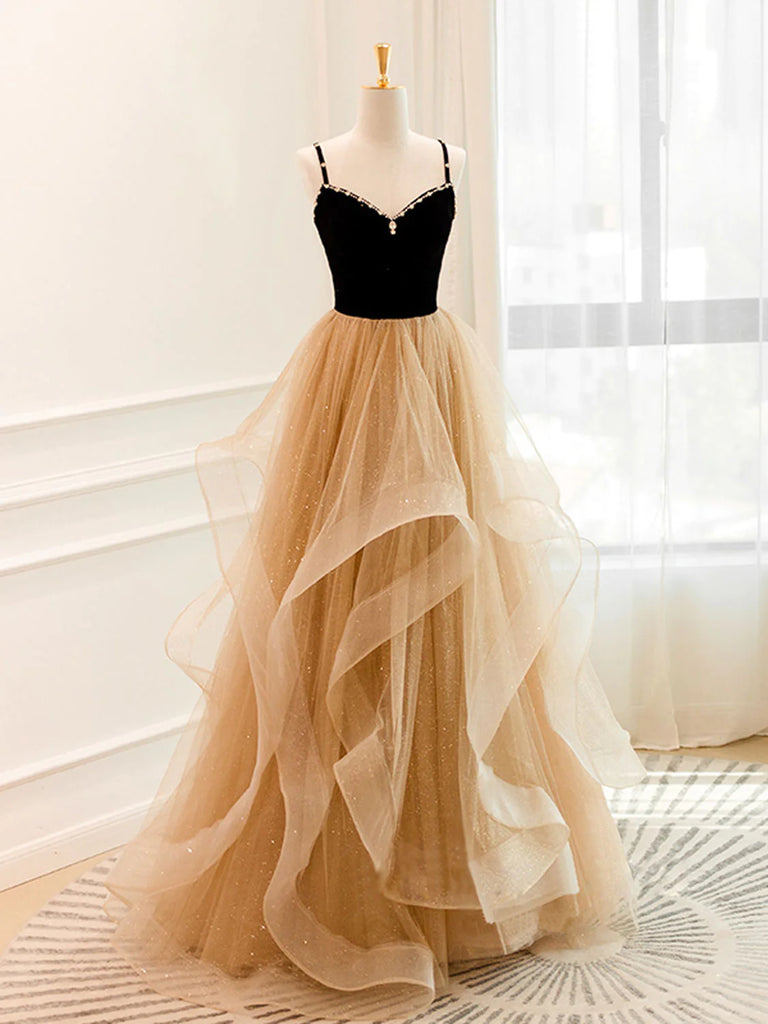 Black Champagne Long Prom Dresses, Black Champagne Long Formal Evening jbydress Black Champagne Long Prom Dresses, Black Champagne Long Formal Evening jbydress