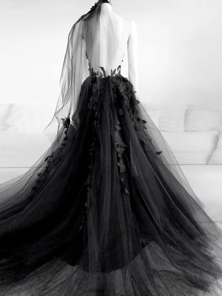 black floral wedding dress Black Floral Long Prom Dresses, Long Black Floral Formal Evening Dress – jbydress