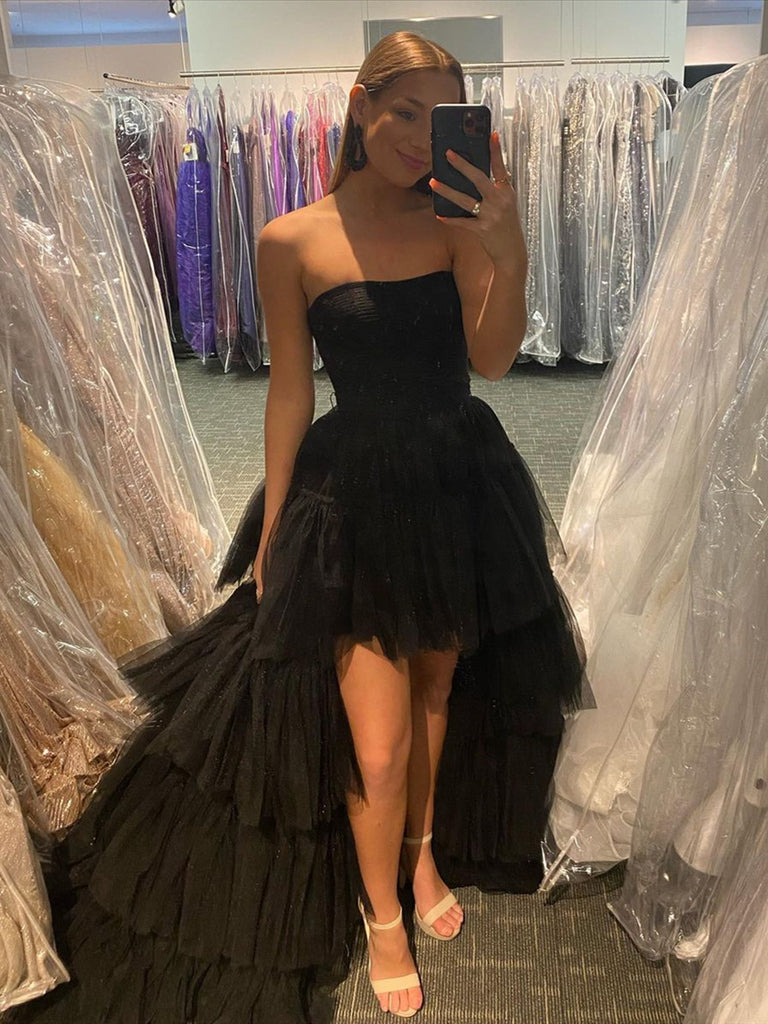 Black High Low Tulle Prom Dress, Black Tulle High Low Formal Evening D jbydress Black High Low Tulle Prom Dress, Black Tulle High Low Formal Evening D jbydress