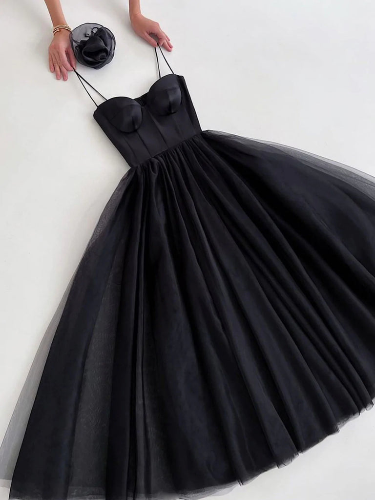 Black Tea Length Prom Dresses, Tea Length Little Black Formal Homecomi – jbydress