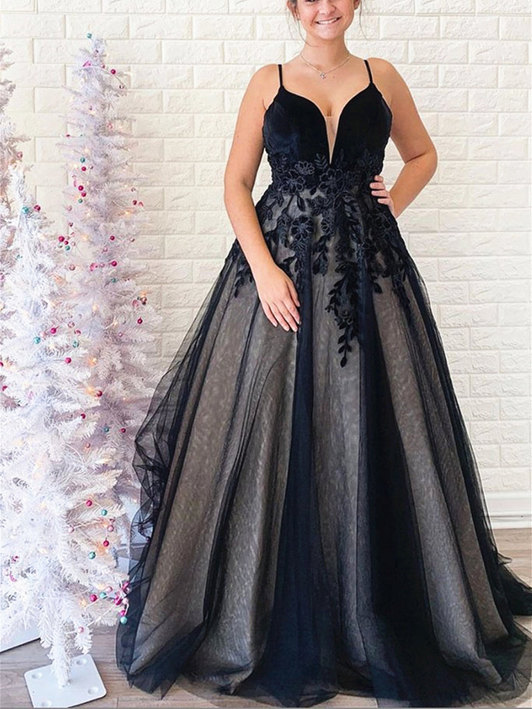 Black V Neck Backless Lace Prom Dresses, Backless Long Black Lace Form jbydress Black V Neck Backless Lace Prom Dresses, Backless Long Black Lace Form jbydress