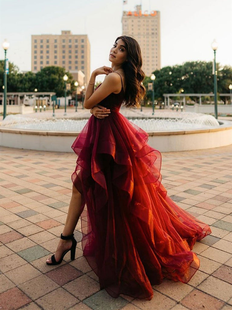 Burgundy High Low Prom Dresses, Wine Red High Low Formal Evening Dress jbydress Burgundy High Low Prom Dresses, Wine Red High Low Formal Evening Dress jbydress