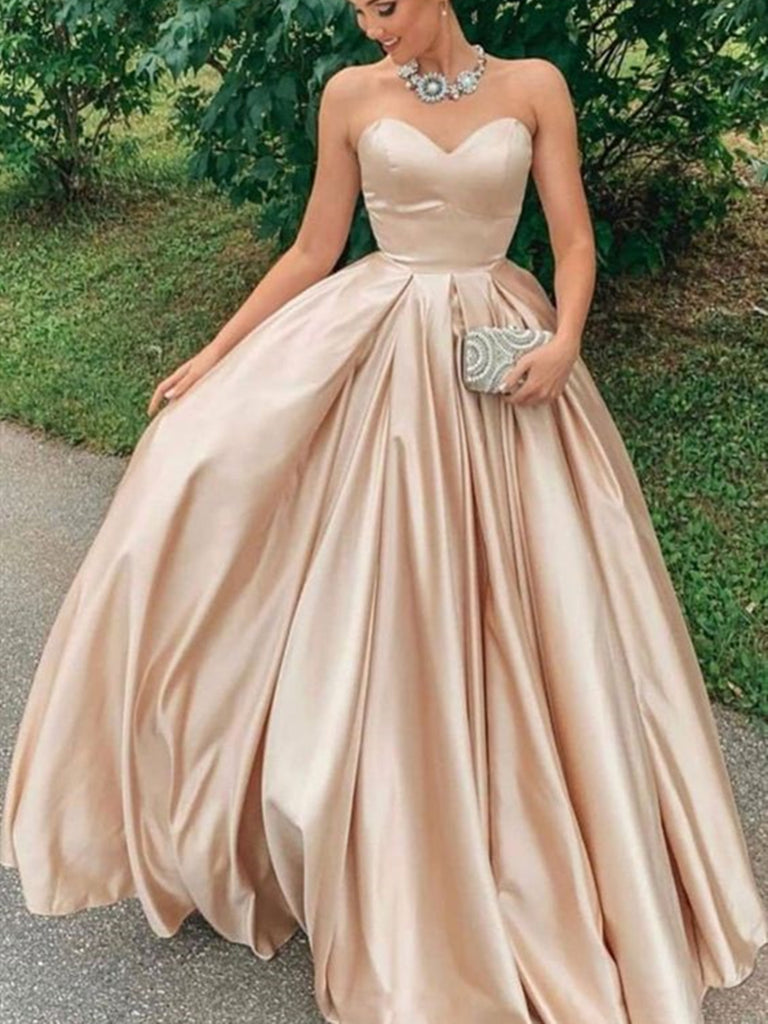 Champagne Satin Long Prom Dresses, Champagne Long Formal Evening Dress jbydress Champagne Satin Long Prom Dresses, Champagne Long Formal Evening Dress jbydress