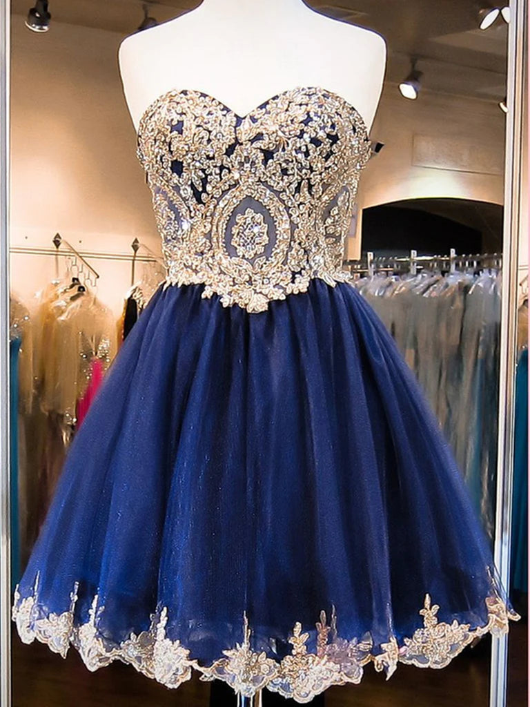 Custom Made A Line Sweetheart Neck Short Blue Prom Dresses, Blue Homec jbydress Custom Made A Line Sweetheart Neck Short Blue Prom Dresses, Blue Homec jbydress