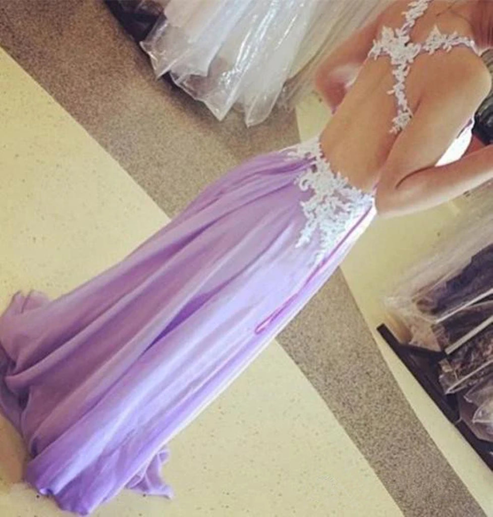 Custom Made A Line V Neck Open Back Light Purple Lace Prom Dresses, Ba jbydress Custom Made A Line V Neck Open Back Light Purple Lace Prom Dresses, Ba jbydress