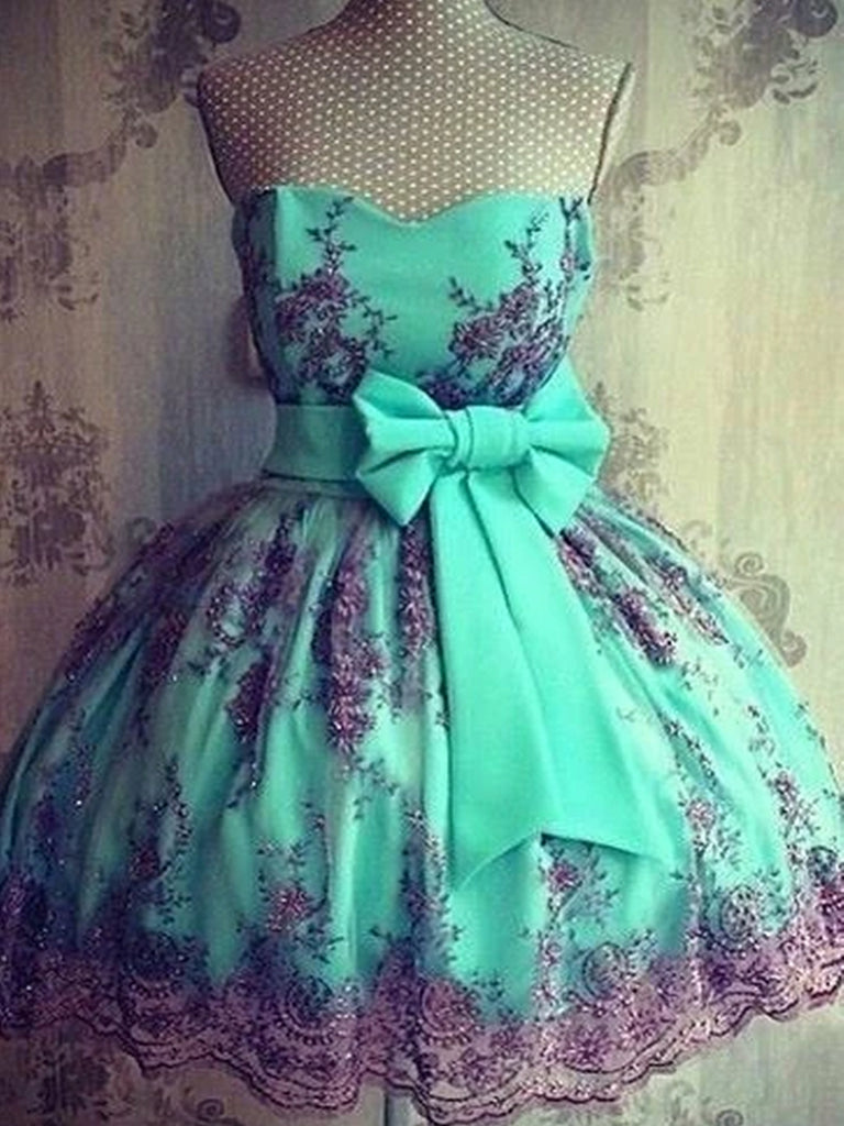 Custom Made Colorful Short Lace Prom Dresses, Lace Graduation Dresses, Homecoming Dresses