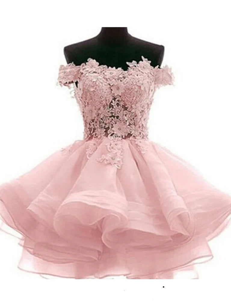 Custom Made Off Shoulder Pink Lace Short Prom Dresses, Pink Lace Bride jbydress Custom Made Off Shoulder Pink Lace Short Prom Dresses, Pink Lace Bride jbydress