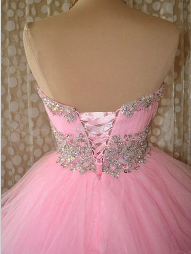 Custom Made Pink Puffy Short Prom Gown, Pink Prom Dresses, Formal Dres jbydress Custom Made Pink Puffy Short Prom Gown, Pink Prom Dresses, Formal Dres jbydress