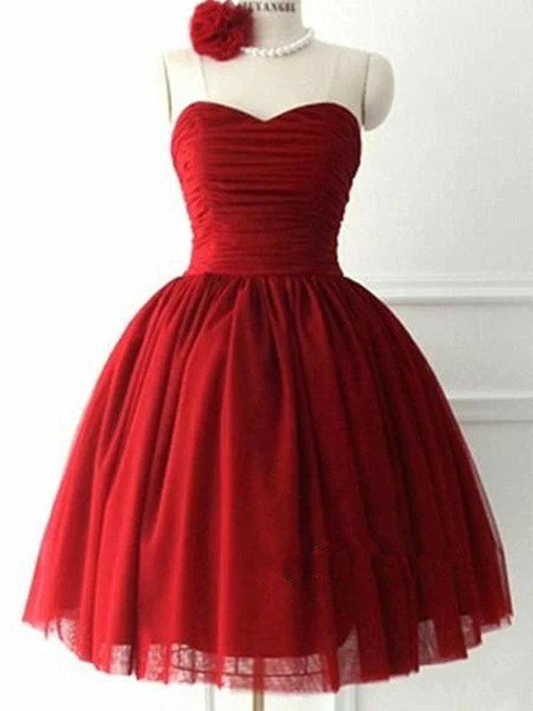 Custom Made Short Burgundy Prom Dress, Burgundy Bridesmaid Dress, Grad