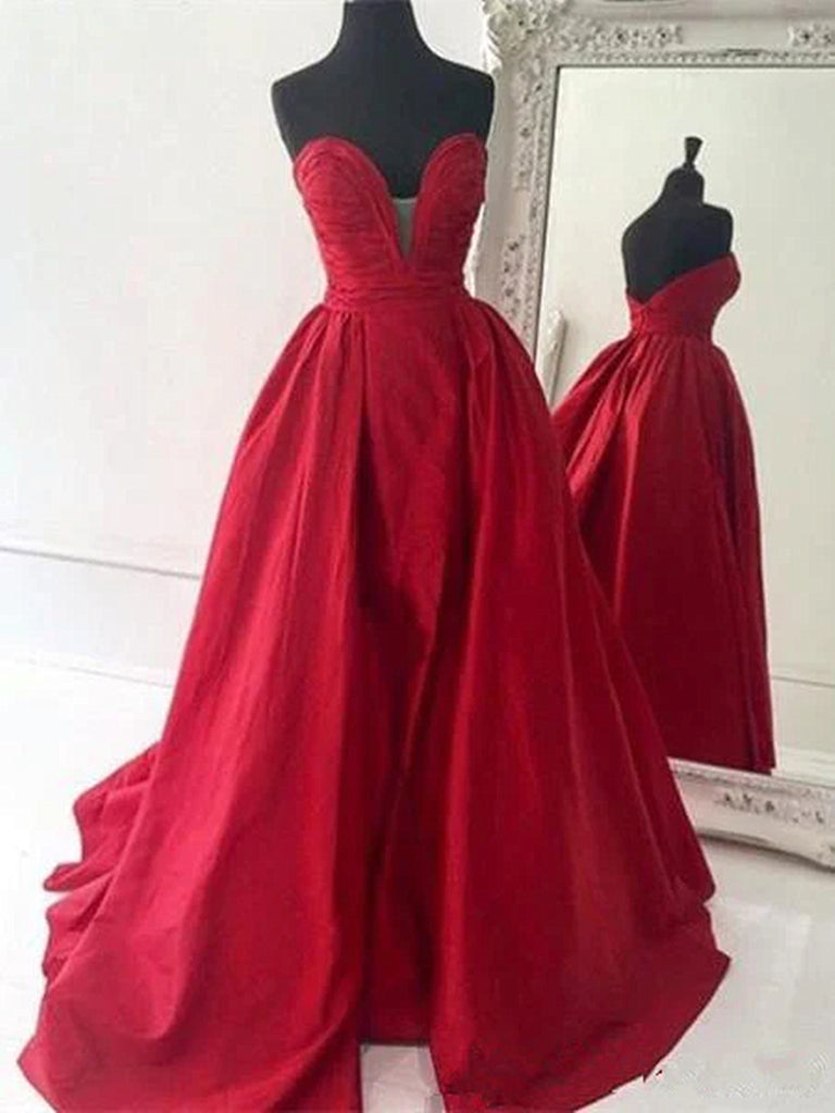 Custom Made Sweetheart Neck Backless Red Ball Gown, Red Prom Dress, Red Formal Dress