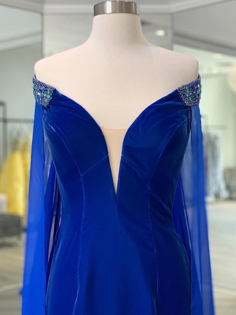 Deep V Neck Royal Blue Mermaid Long Prom Dresses, V Neck Royal Blue Fo jbydress Deep V Neck Royal Blue Mermaid Long Prom Dresses, V Neck Royal Blue Fo jbydress
