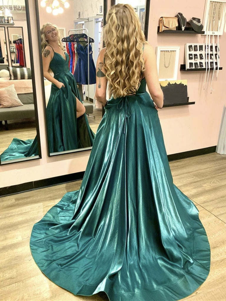 Emerald Green V Neck Long Prom Dresses, Green V Neck Long Formal Eveni jbydress Emerald Green V Neck Long Prom Dresses, Green V Neck Long Formal Eveni jbydress