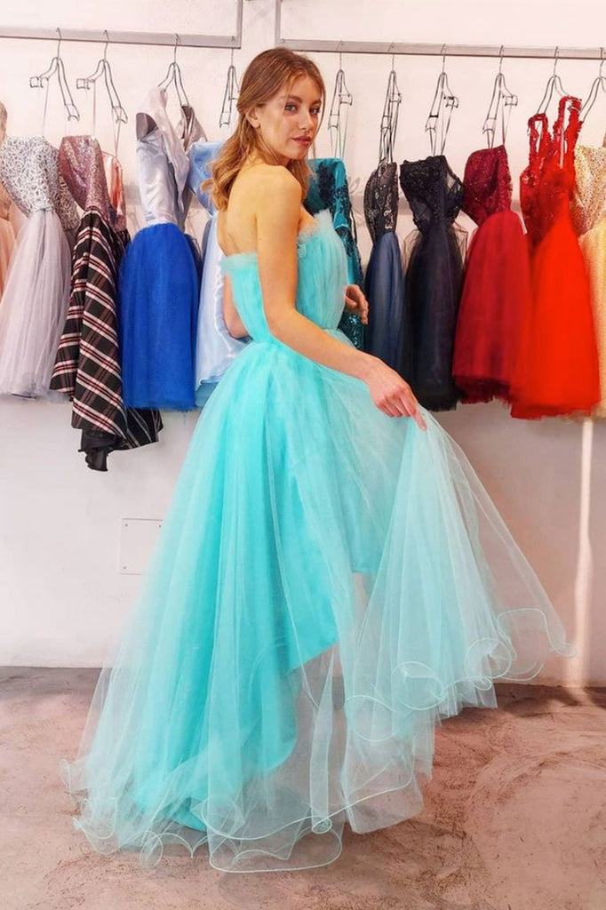 Sage One Shoulder Chiffon High Low Prom Dress Evening Gown -  TheCelebrityDresses