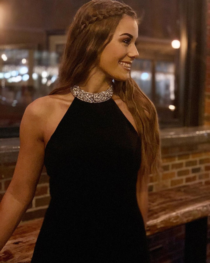 High Neck Black Backless Prom Dresses, High Neck Black Open Back Forma jbydress High Neck Black Backless Prom Dresses, High Neck Black Open Back Forma jbydress