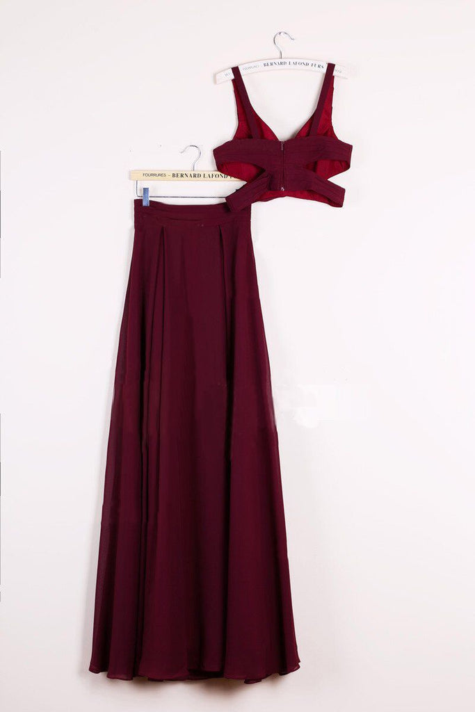 A Line 2 Pieces Floor Length Burgundy Chiffon Prom Dress, 2 Pieces Bur jbydress A Line 2 Pieces Floor Length Burgundy Chiffon Prom Dress, 2 Pieces Bur jbydress
