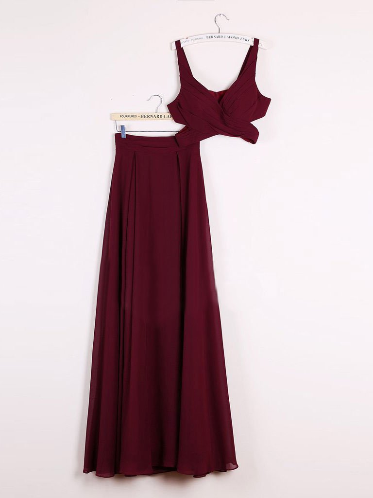A Line 2 Pieces Floor Length Burgundy Chiffon Prom Dress, 2 Pieces Bur jbydress A Line 2 Pieces Floor Length Burgundy Chiffon Prom Dress, 2 Pieces Bur jbydress