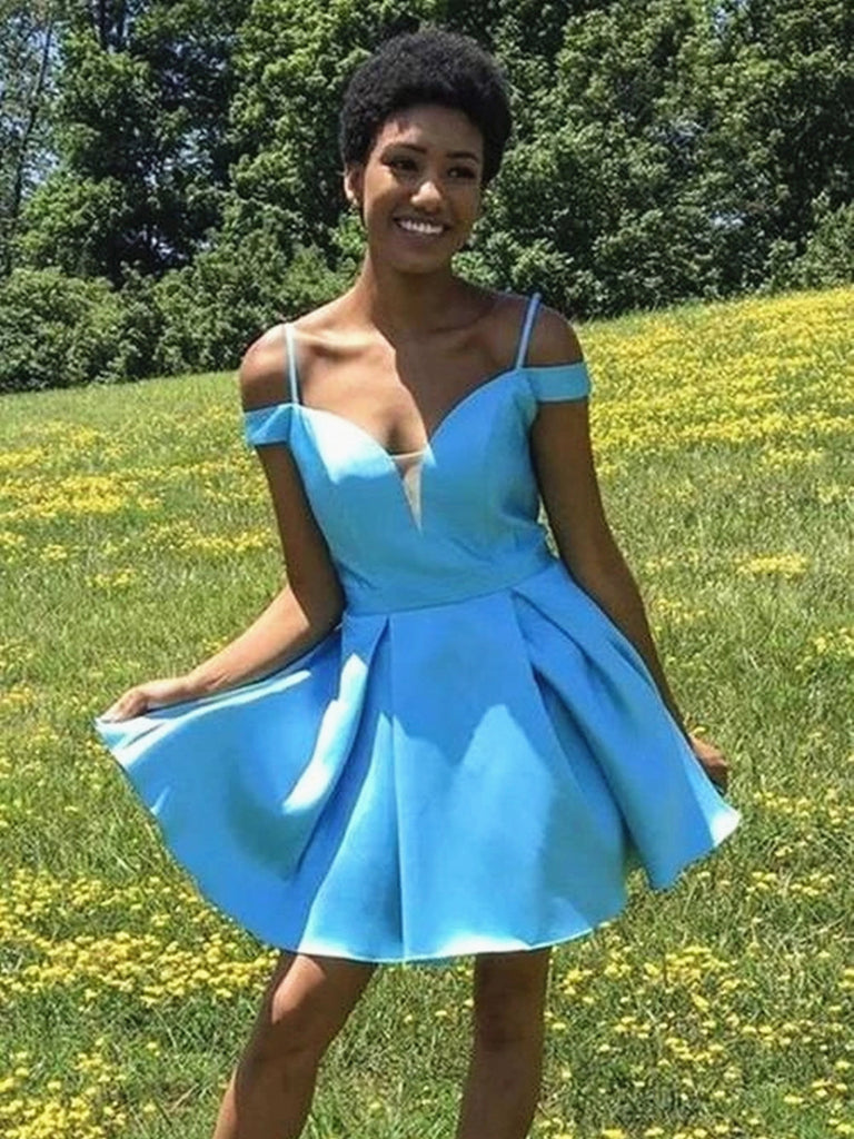 Off Shoulder Short Blue Prom Dresses, Off the Shoulder Short Blue Form jbydress Off Shoulder Short Blue Prom Dresses, Off the Shoulder Short Blue Form jbydress