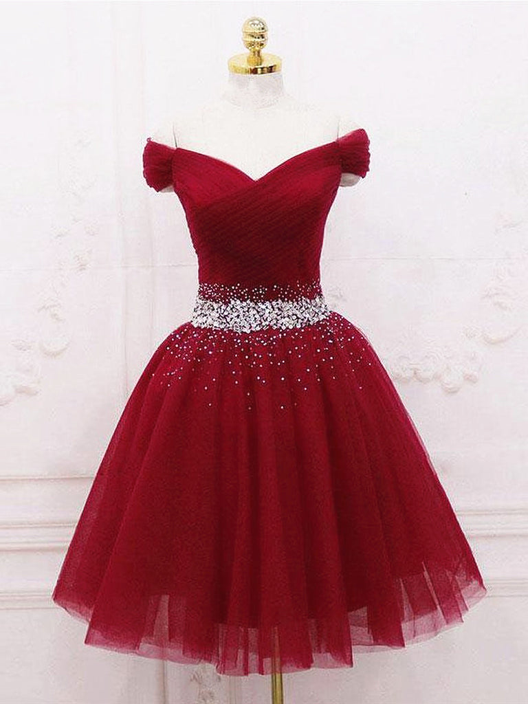 Off Shoulder Short Burgundy Prom Dresses, Short Burgundy Off the Shoul jbydress Off Shoulder Short Burgundy Prom Dresses, Short Burgundy Off the Shoul jbydress