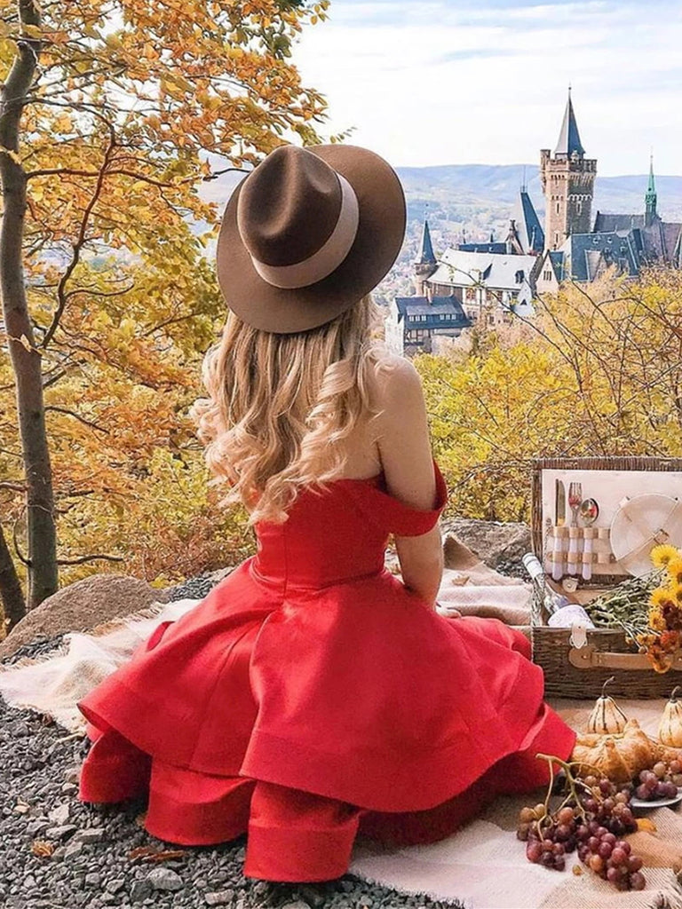short red prom dresses Off Shoulder Short Red Prom Dresses, Off the Shoulder Short Red Homeco – jbydress