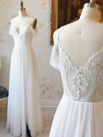 Off the Shoulder White Lace Prom Dresses, Off Shoulder White Lace Wedding Formal Evening Dresses