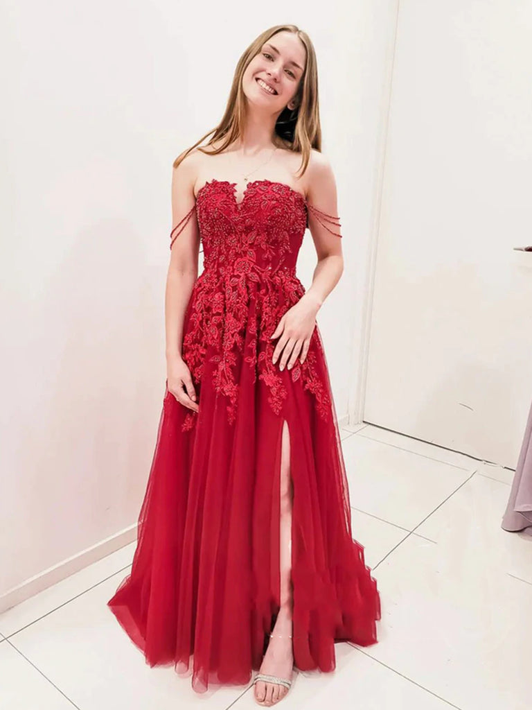 Off the Shoulder Burgundy Lace Prom Dresses, Off Shoulder Wine Red Lac jbydress Off the Shoulder Burgundy Lace Prom Dresses, Off Shoulder Wine Red Lac jbydress