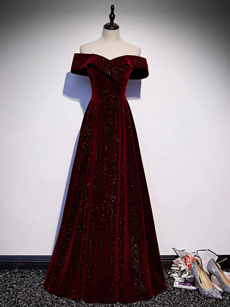 Off the Shoulder Burgundy Long Prom Dresses, Burgundy Off Shoulder Lon jbydress Off the Shoulder Burgundy Long Prom Dresses, Burgundy Off Shoulder Lon jbydress