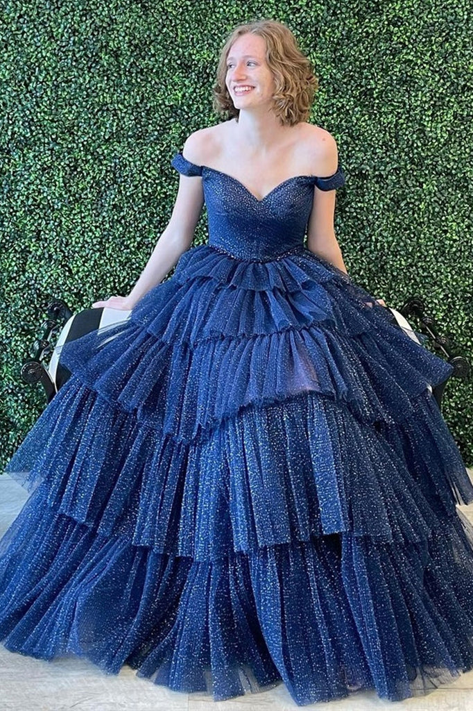 Off the Shoulder Hot Pink Navy Blue High Low Prom Dresses, High Low Ho jbydress Off the Shoulder Hot Pink Navy Blue High Low Prom Dresses, High Low Ho jbydress
