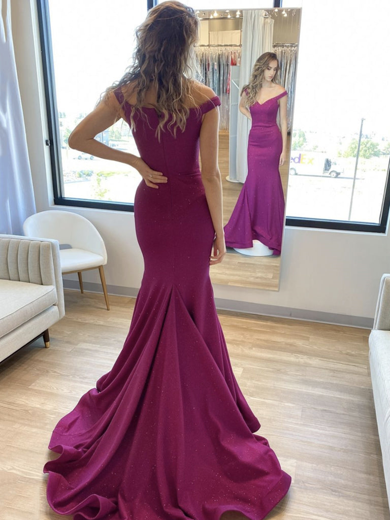 Off the Shoulder Purple Mermaid Long Prom Dresses, Off Shoulder Purple jbydress Off the Shoulder Purple Mermaid Long Prom Dresses, Off Shoulder Purple jbydress