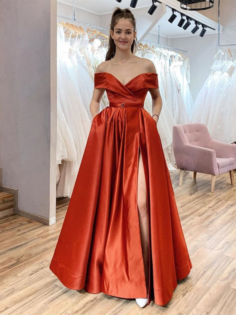 Off the Shoulder Red Satin Long Prom Dresses, Off Shoulder Red Formal jbydress Off the Shoulder Red Satin Long Prom Dresses, Off Shoulder Red Formal jbydress
