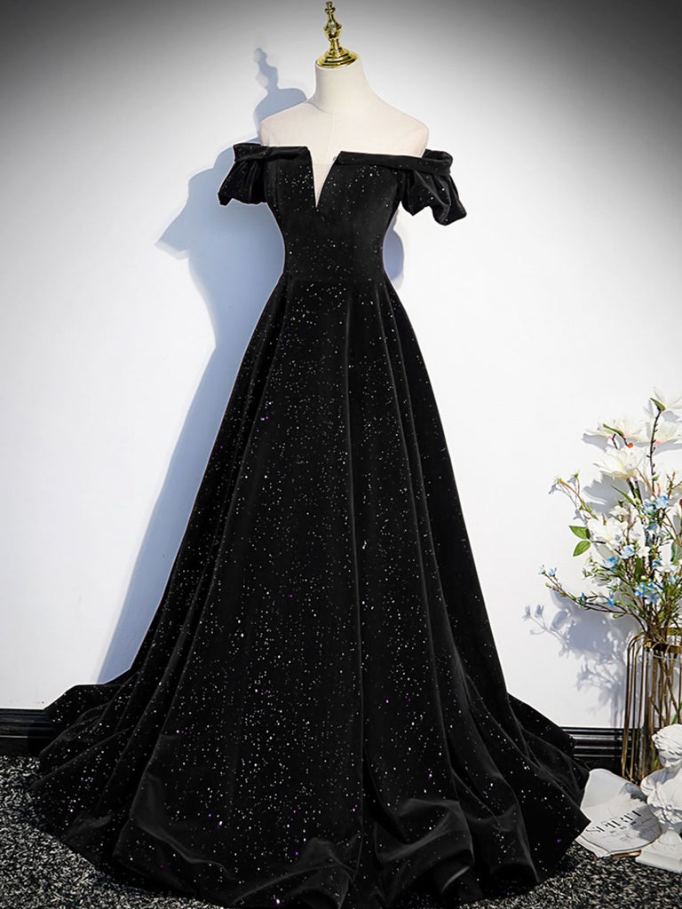 Off the Shoulder Green Black Long Prom Dresses, Off Shoulder Green Bla jbydress Off the Shoulder Green Black Long Prom Dresses, Off Shoulder Green Bla jbydress