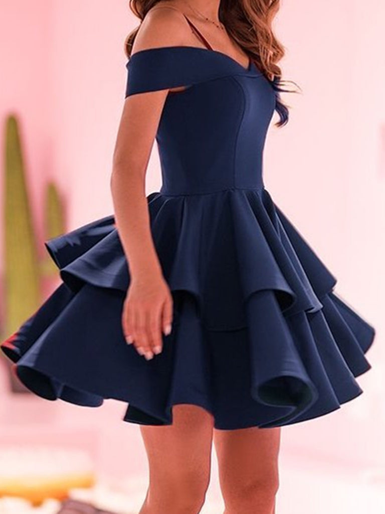 Off the Shoulder Short Navy Blue Red Prom Dresses, Short Dark Blue Red jbydress Off the Shoulder Short Navy Blue Red Prom Dresses, Short Dark Blue Red jbydress
