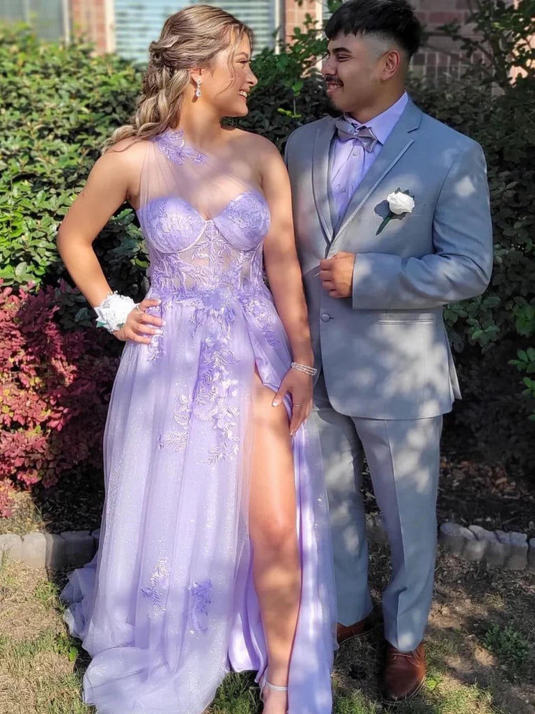 One Shoulder Purple Lace Prom Dresses, One Shoulder Purple Lace Formal jbydress One Shoulder Purple Lace Prom Dresses, One Shoulder Purple Lace Formal jbydress