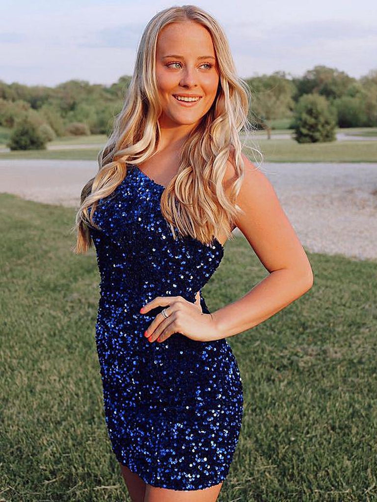 One Shoulder Royal Blue Prom Dresses, Short Blue Formal Homecoming Dre jbydress One Shoulder Royal Blue Prom Dresses, Short Blue Formal Homecoming Dre jbydress