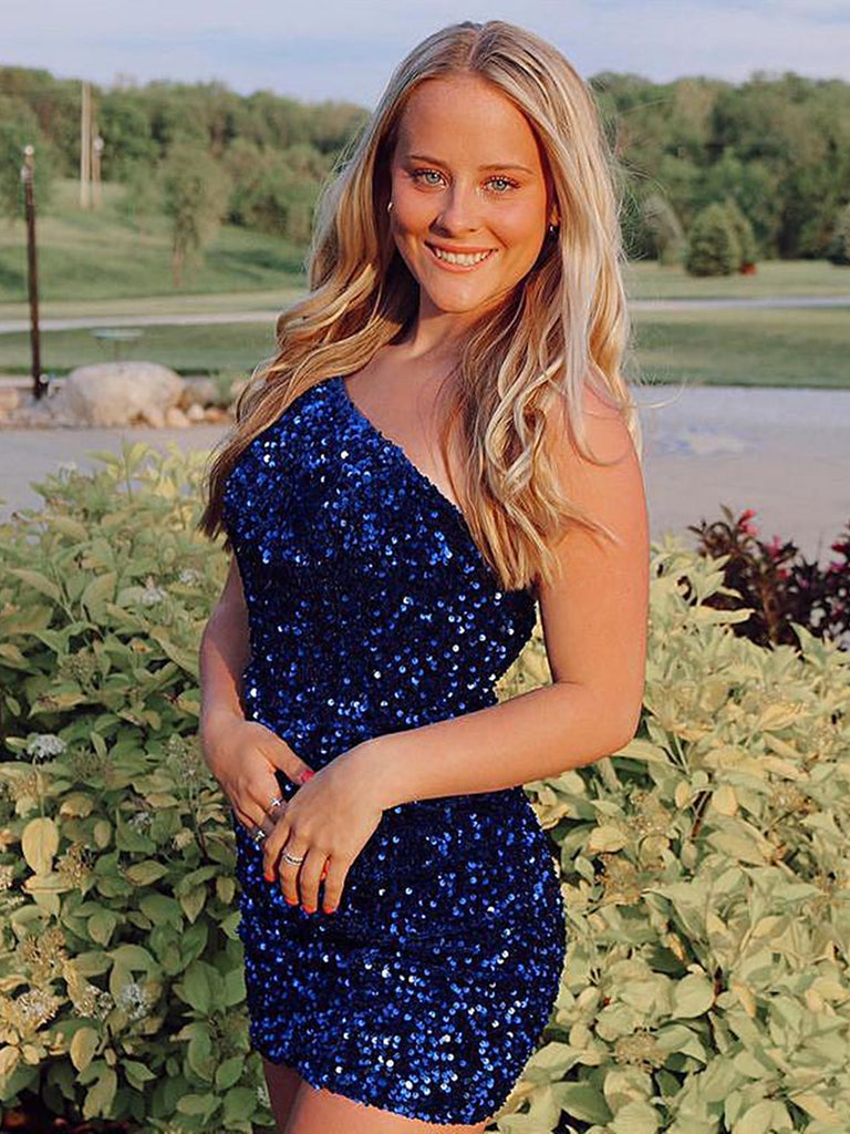 One Shoulder Royal Blue Prom Dresses, Short Blue Formal Homecoming Dre jbydress One Shoulder Royal Blue Prom Dresses, Short Blue Formal Homecoming Dre jbydress