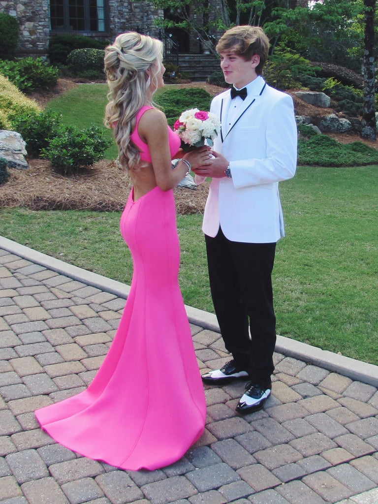 sweetheart neck prom dress Pink Sweetheart Neck Open Back Mermaid Prom Dresses, Pink Mermaid Form – jbydress