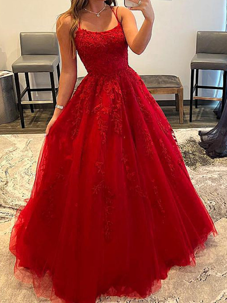 open back red lace prom dress CC2162