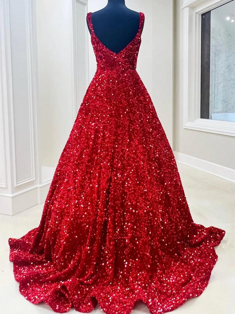 Red Blue Square Neck Sequin Long Prom Dresses, Red Blue Long Formal Ev jbydress Red Blue Square Neck Sequin Long Prom Dresses, Red Blue Long Formal Ev jbydress