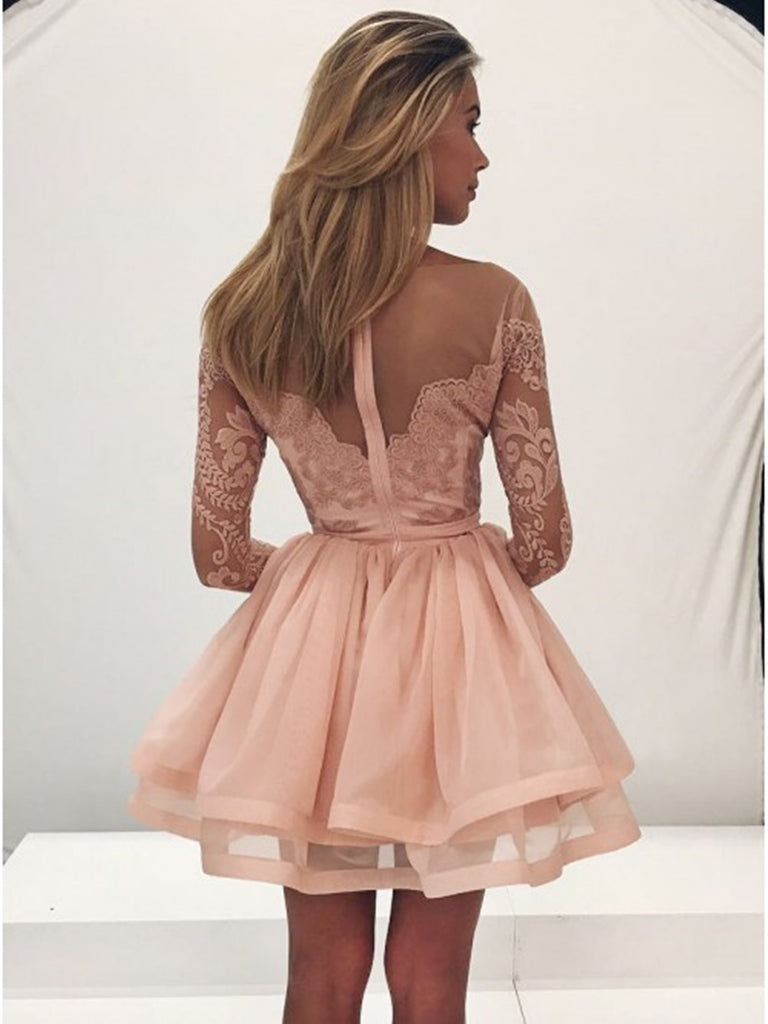Round Neck Long Sleeves Champagne Lace Prom Dresses, Long Sleeves Cham jbydress Round Neck Long Sleeves Champagne Lace Prom Dresses, Long Sleeves Cham jbydress