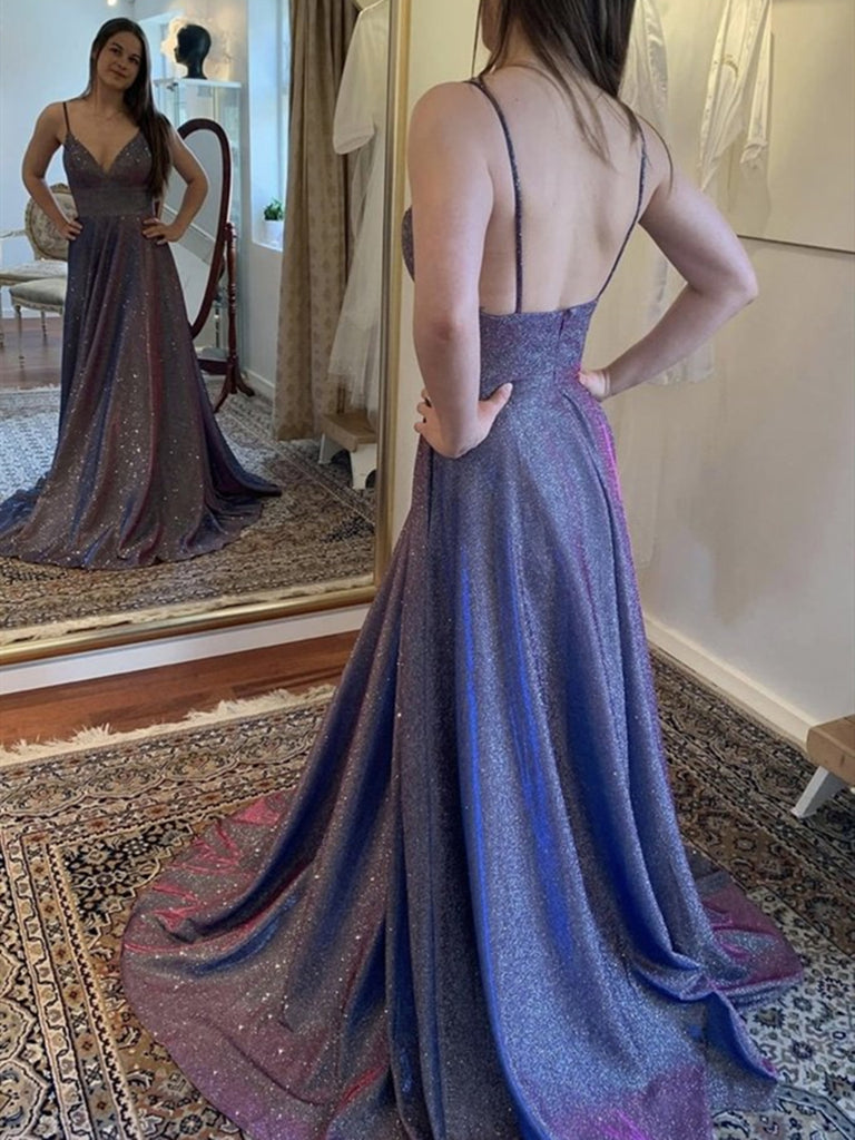 Shoulder Macys Grey Dress Shiny A Line V Neck Purple Prom Dresses, Shiny Purple Long Formal Shoulder Macys Grey Dress Shiny A Line V Neck Purple Prom Dresses, Shiny Purple Long Formal