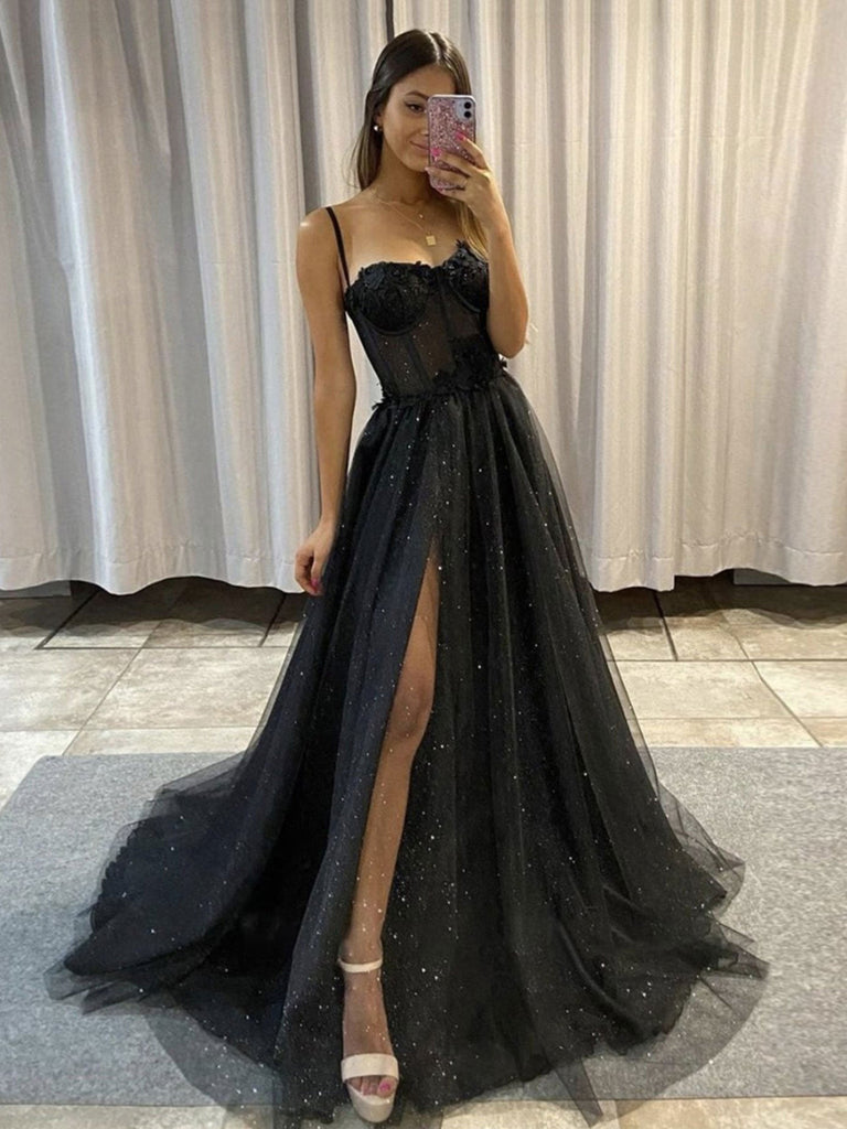 Shiny Black Lace Prom Dresses, Black Lace Formal Graduation Dresses jbydress Shiny Black Lace Prom Dresses, Black Lace Formal Graduation Dresses jbydress