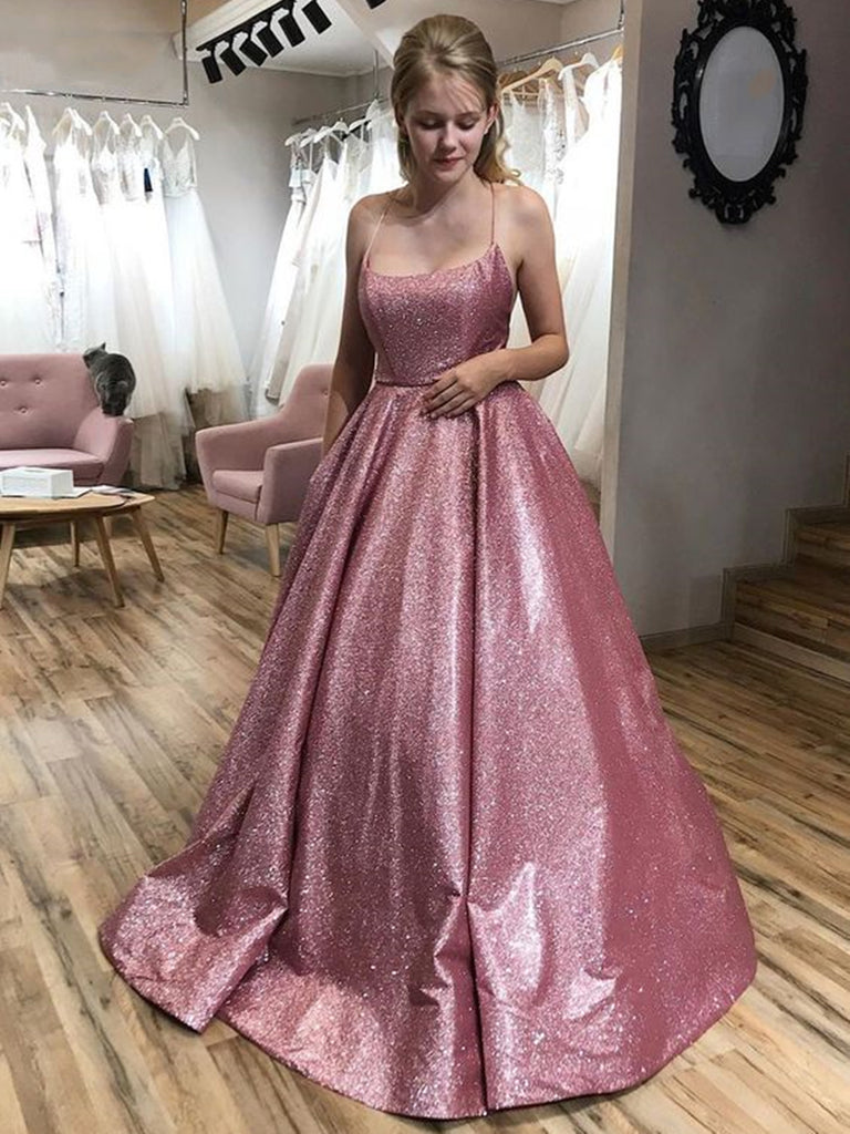Shiny Pink Backless Long Prom Dresses, Open Back Pink Floor Length For jbydress Shiny Pink Backless Long Prom Dresses, Open Back Pink Floor Length For jbydress