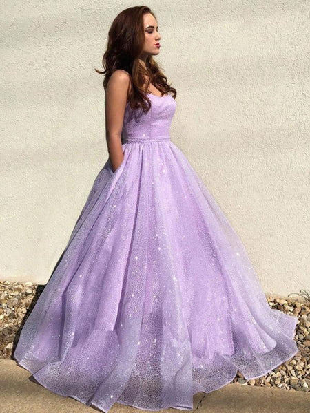 Shiny Purple Blue Backless Prom Dresses, Open Back Purple Blue Formal Evening Dresses